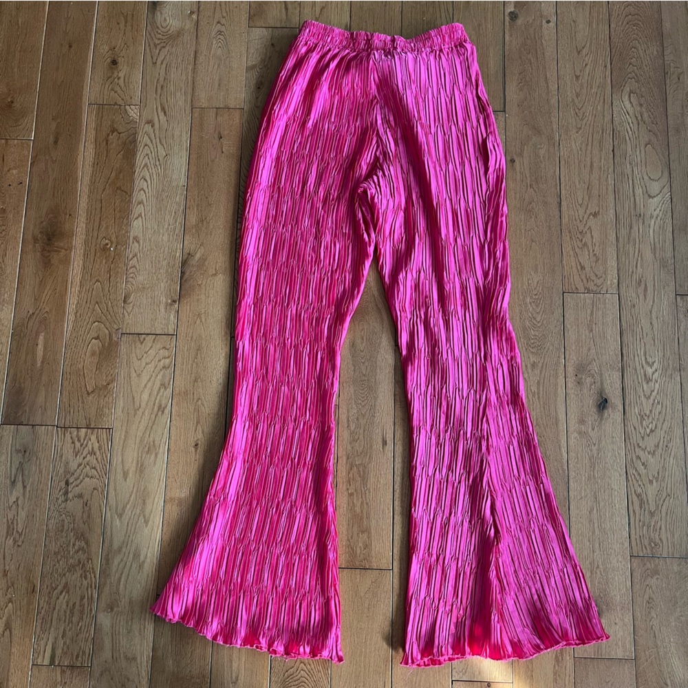 Nasty Gal Hot Pink Textured Flare Pants